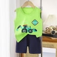 thumbnail image 2 of TOWED22 Infant Baby Boy Summer Clothes Dinosaur Print Sleeveless Tank Tops and Shorts Set Toddler Boy Outfit(Green,18-24 Months), 2 of 4