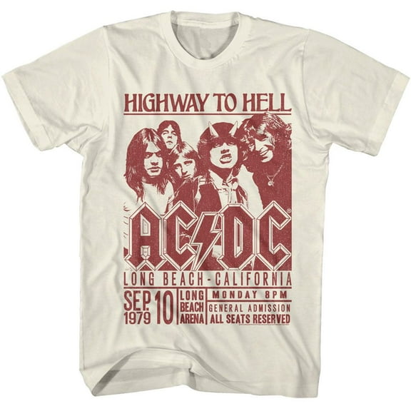 AC/DC Long Beach CA Natural Adult T-Shirt