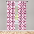 thumbnail image 3 of Ambesonne Pale Pink Curtains, Hearts Cartoon, Pair of 28"x95", Magenta Pale Pink, 3 of 5