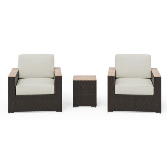 Homestyles 6800-11D-T Palm Springs Outdoor Side Table & Two Arm Chair, Brown