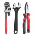 thumbnail image 1 of Combo Pack Of 3 Plumbing Tool Kits Set For Diy Home Use | Includes 8-Inch Adjustable Wrench | 8-Inch Combination Plier | 10-Inch Pipe Wrench | Gripping, Holding, Cutting Use, Metal Tool, 1 of 5
