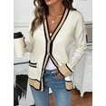 thumbnail image 5 of Cardigan Sweaters for Women Light-Weight Long Sleeve Open Front Knit Cardigan with Pockets Cream White M, 5 of 10