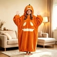 thumbnail image 2 of Wearable Blanket Hoodie for Boys Girls, Soft Pumpkin Hooded Blanket for Halloween Home Lounge Pumpkin Suit, 2 of 9