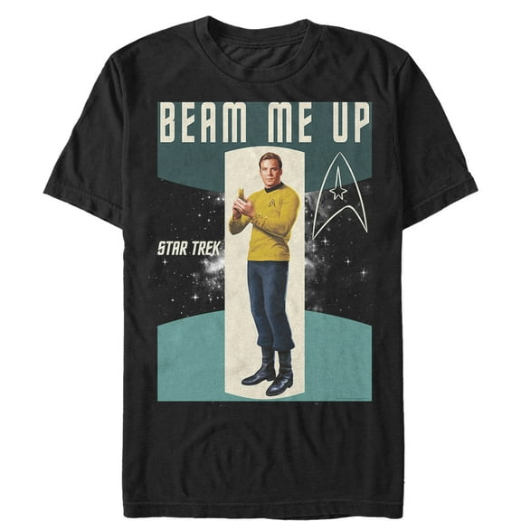 Men's Star Trek: The Original Series Kirk Beam Me Up  Graphic Tee Black Small