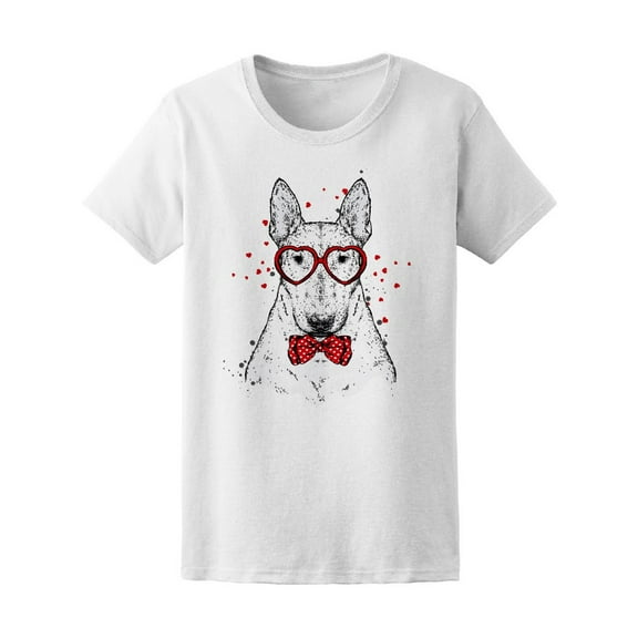 Cute Dog With Hipster Hearts Tee Women's -Image by Shutterstock