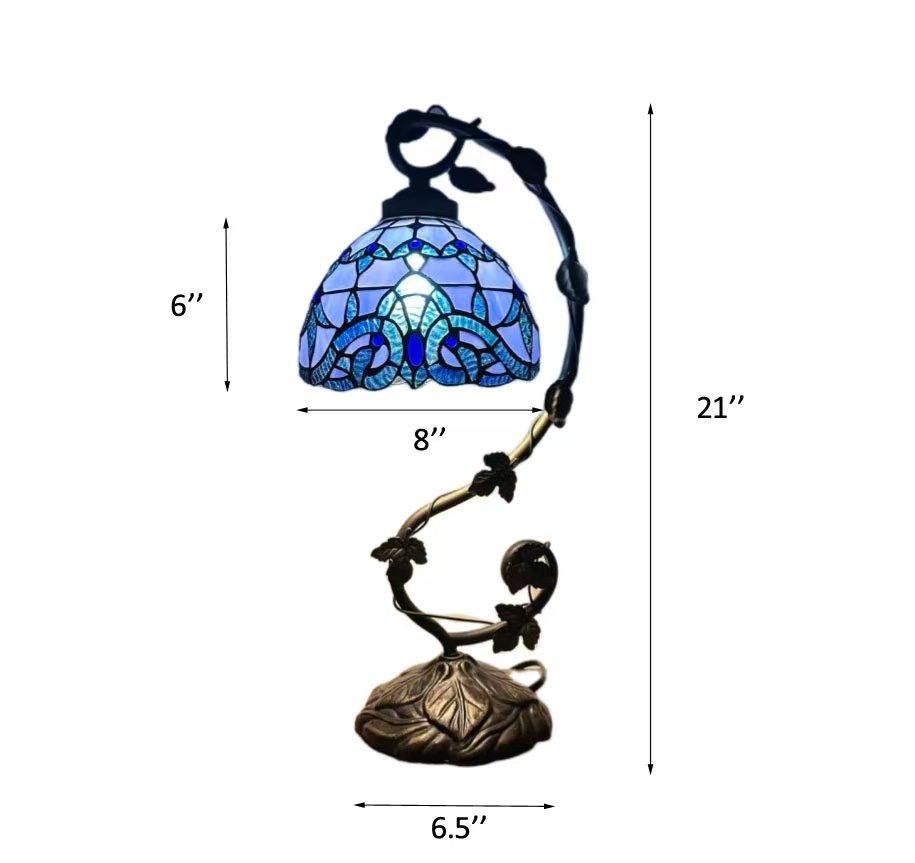 Blue Stained glass Table Lamp Baroque Style Included LED bulb For Living Room Bedroom Bedside 11"W*8"D*21"H