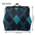 thumbnail image 2 of Lady Leather Wallet Zero 4.13 X 4.52 In Three-Dimensional Buckle Design Small Portable Easy Opening And Closing Argyle Plaid Darkturquoise_4, 2 of 5