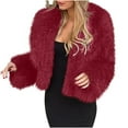 thumbnail image 2 of HongQid Women's Winter Coats Cropped Jacket Faux Fur Long Sleeve Shaggy Warm Outerwear Fall Clothes, 2 of 6