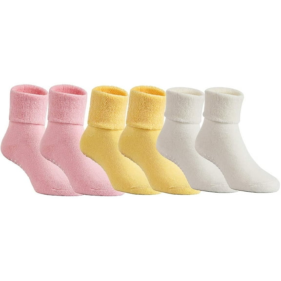 Lian LifeStyle Super Cute Unisex Children 6 Pairs Cotton Crew Socks Comfortable, Fancy, and Healthy ZM01 Size (1Y-3Y) Girl Color