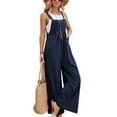 thumbnail image 2 of RPVATI Straps Bib Overall Loose Overalls Casual Wide Leg Jumpsuits with Pockets Navy M, 2 of 9