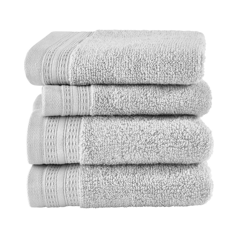 Hotel Style Luxury Hand Towels & Washcloths 4 Pack Grey wash cloths