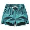 thumbnail image 2 of zeranth Men Summer Casual Shorts Mid-rise Elastic Waistband Pockets Beach Shorts Solid Color Wide Leg Loose Fit Fitness Shorts, 2 of 7