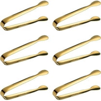 6 Pieces Mini Ice Tongs Sugar Tongs, Gold Stainless Steel Small Serving Tongs for Appetizers, Desserts, Coffee, Tea Party, Bar