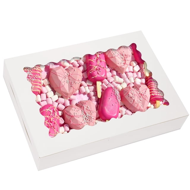 Cajas de panadería TOMNK 30 unidades con ventana de 35,56 x 25,4 x 6,35 cm, color blanco