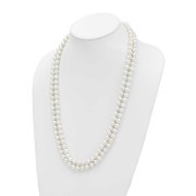 Majestik 8-9mm White Imitation Shell Pearl Hand Knotted Endless Necklace