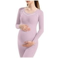 thumbnail image 3 of QIUOMBBP Pregnant Women's Solid Color Round Neck Long Sleeved Top To Be Worn As A Base During Pregnancy Purple XXL, 3 of 8