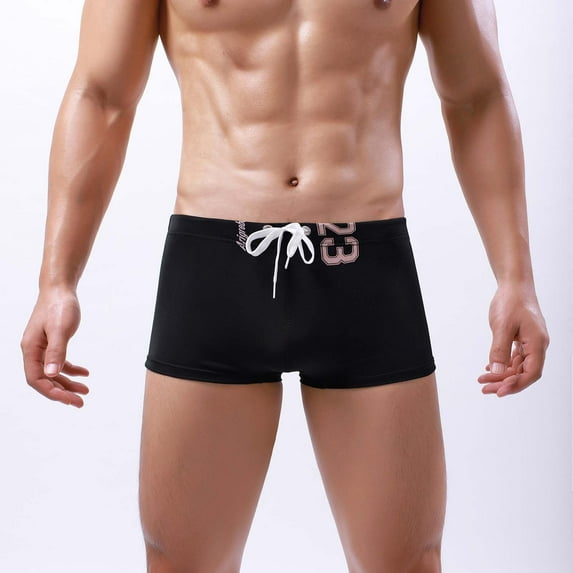 LSLJS Mens Swim Trunks Solid Tight-fitting Swim Trunks Drawstring Swimwear Bathing Suits