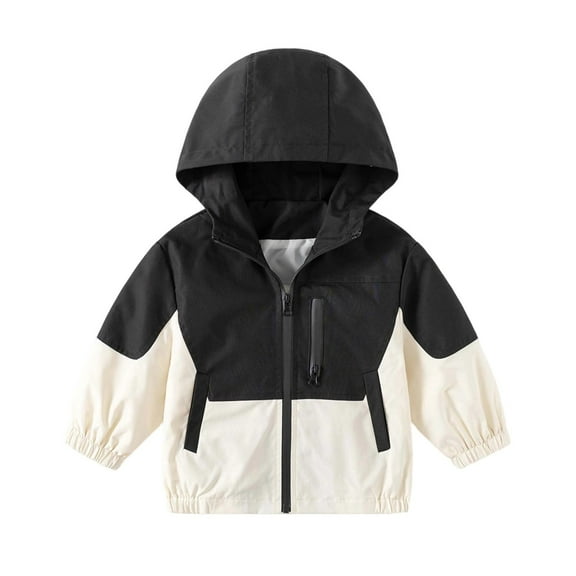 Gaexia Toddler Boy Jacket With Hood ,Toddler Boys Girls Windbreaker Jacket Lightweight Hooded Outerwear Casual Zip Up Coat for Kids Outdoor Play