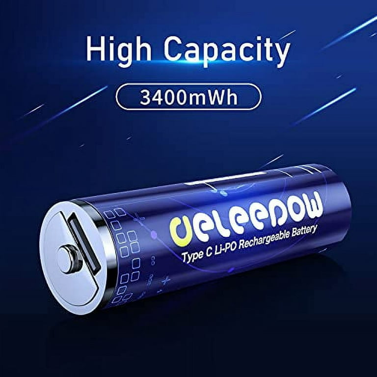 Delyeepow Pile AA Rechargeable 1,5V Lithium 3400mWh de Haute