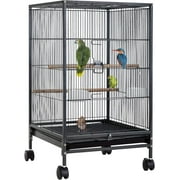 CL.HPAHKL 35 inch Height Bird Cage with Perches, Large Metal Rolling Bird Cages for Parakeets with Stand Heavy Duty Parrot Cage for Parrots Conure Lovebird Cockatiel