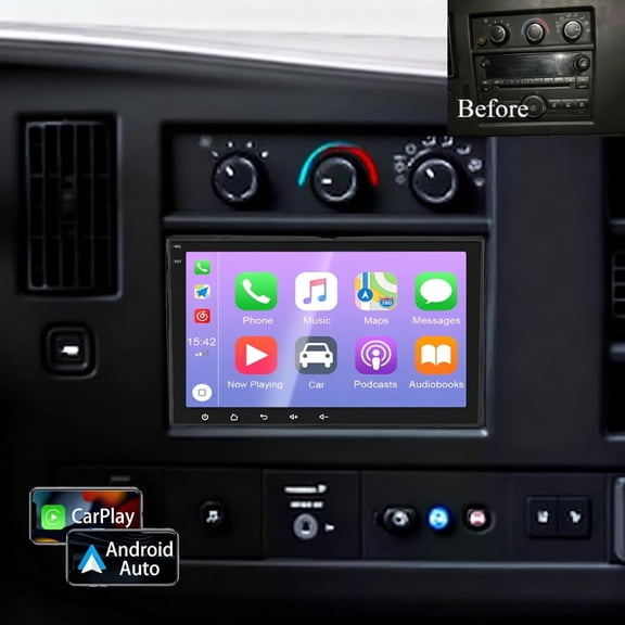 Corfhy Radio Upgrade for Chevrolet Express 3500 2008-2024 Fit for Wireless Carplay&Android Auto with 8 inch IPS Touchscreen Stereo Support Bluetooth/GPS/WiFi/SWC, 2 32G