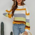 thumbnail image 5 of PFRNLF Sweaters for Women Fall Winter Crewneck Striped Tops Color Block Fashion Knit Pullover Sweater, 5 of 8