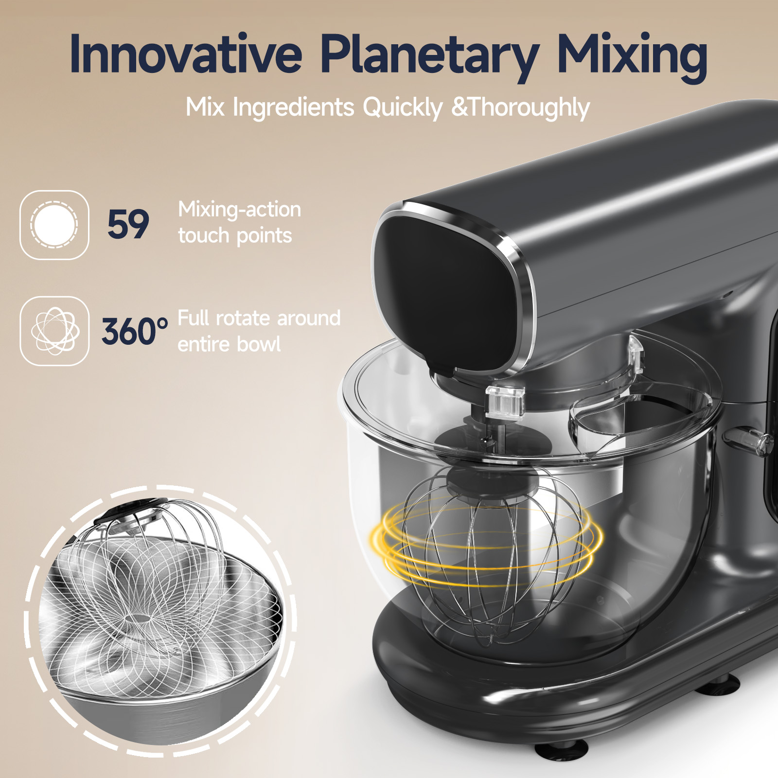LINKChef 5.3 Qt 6-Speed Tilt-Head Stand Mixer photo 4