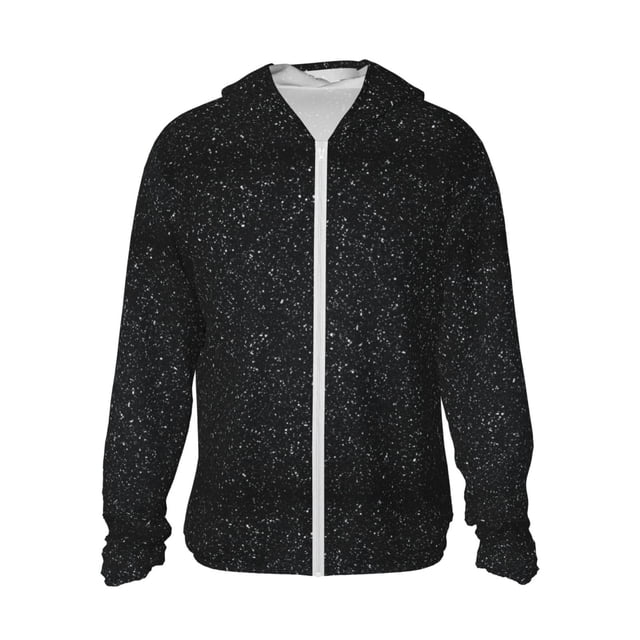 Balery Black Glitter Sudadera ligera de manga larga con capucha y protección solar UPF 50+ para hombre y mujer, ideal para pesca y running-Medium