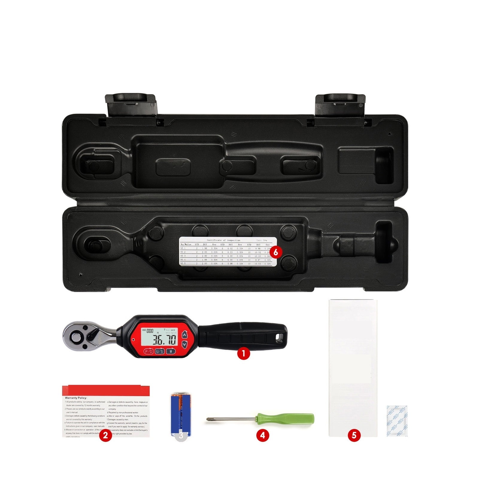 3/8-inch Drive 1.8-60 Nm Digital Torque Wrench, 1.33-44.25 Ft-lbs (16-531 Inch Pound) With Buzzer & LED, Calibrated ,Precision & Robust