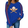 thumbnail image 2 of Holzkary Baseball Sweatshirt for Womens 2025 Long Sleeve Crewneck Graphic Pullover Top Softball Casual Sport Shirt Long Sleeve Round Neck Casual Baseball Print Game Hoodless Hoodie Blue Xl, 2 of 3