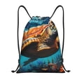thumbnail image 1 of Xecao Colorful Flower Sea Turtle Pattern Sports Drawstring Backpack - String Swim Gym Bag with Wet Proof Pocket for Women&Men-Medium, 1 of 6