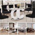 thumbnail image 5 of 7-Piece 70" Glass Dining Table Set, Tempered Glass Top with OC Shape Frame & Stainless Steel Base, 6 Velvet Chairs with Stainless Steel Legs, 5 of 7
