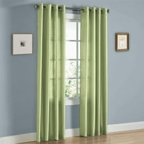 2 PANEL MIRA  SOLID SAGE GREEN SEMI SHEER WINDOW FAUX SILK ANTIQUE BRONZE GROMMETS CURTAIN DRAPES 55 WIDE X 84" LENGTH