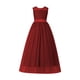 thumbnail image 1 of Vestido sin mangas con cuello redondo para niña, elegante, de malla con purpurina, con lazo irregular y degradado de colores, falda de poliéster., 1 of 4