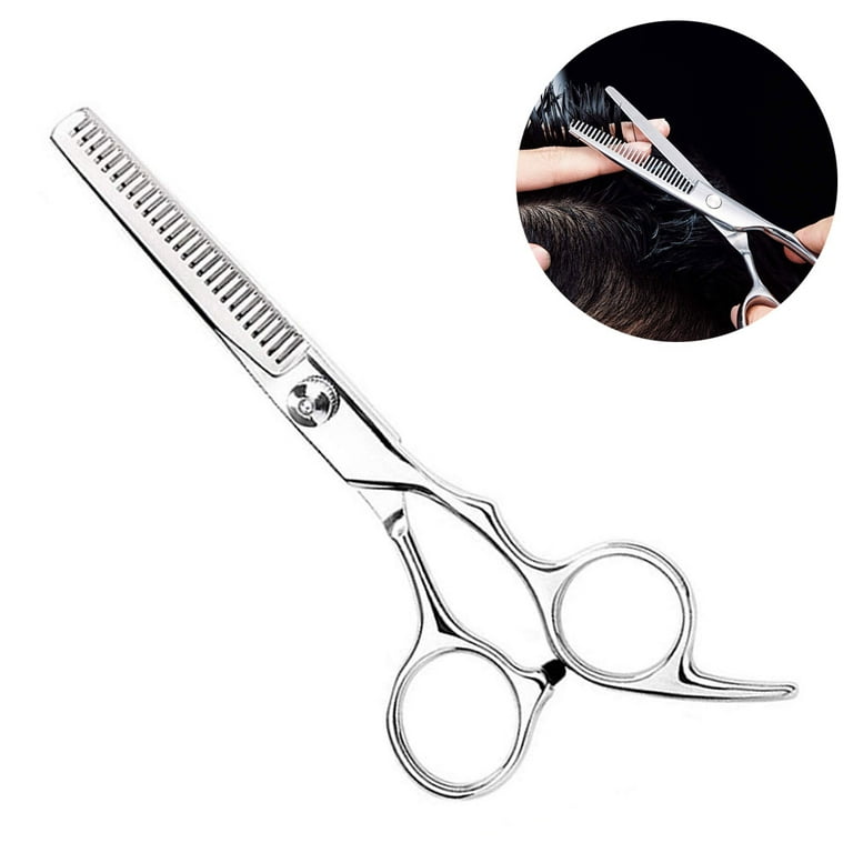 Hair Thinning Shears Professional Teeth Scissors with Adjustable Screw Barber Scissor for Texturizing Styling - Stainless Steel, Silver