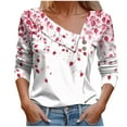thumbnail image 2 of Blmnix Workout Tops for Women Cuffed Botanical Blouses for Women Casual Long Sleeve V-Neck Shirts, 2 of 5