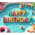 thumbnail image 4 of Colorful Design Happy Birthday Banner Beach Theme Inflatable Flamingo Tropical Flowers Pool Elements for Summer Party Beach Celebration Holiday Decor, 4 of 7