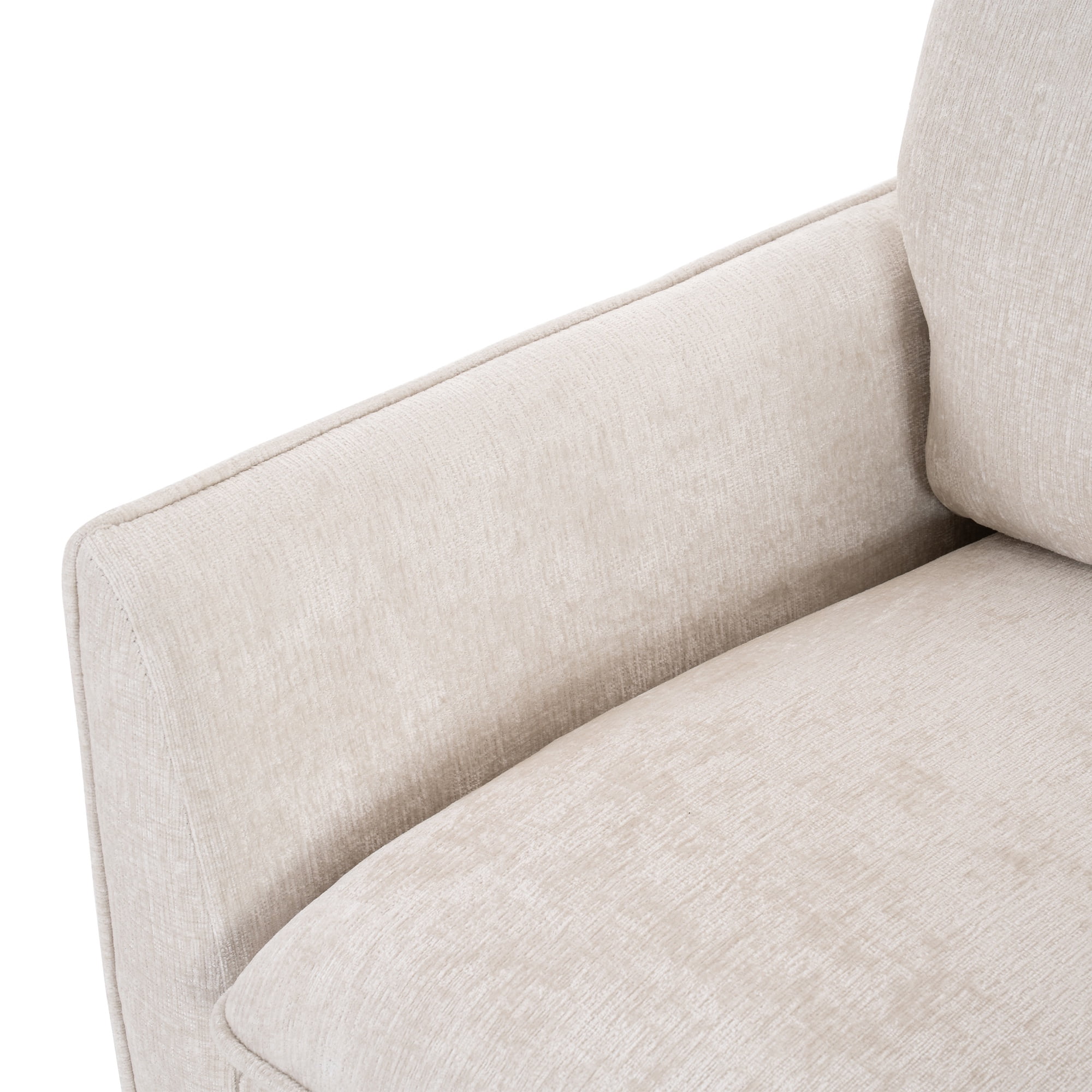 PORKISS 360° Swivel Accent Chair, Chenille Upholstered Bedroom Chair with Thick Cushion & Metal Base, Modern Reading Armchair for Living Room/Bedroom, Beige