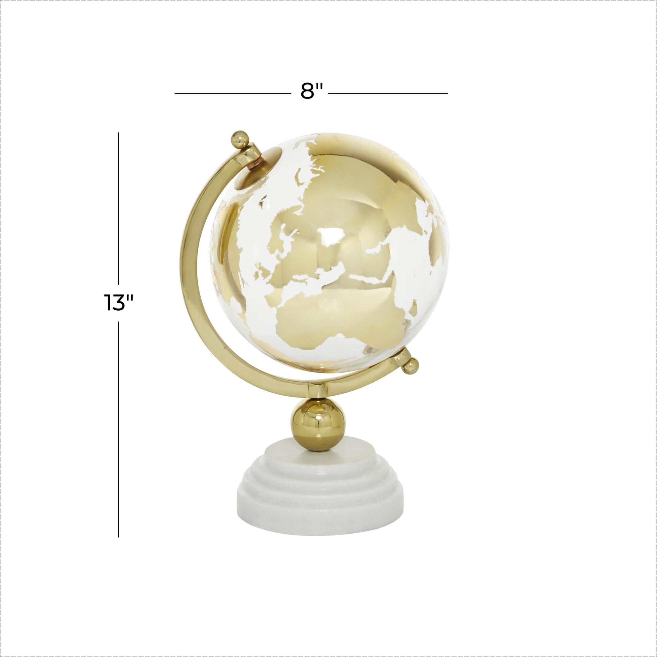 DecMode 8" Gold Globe with Marble Base and Tiered Base