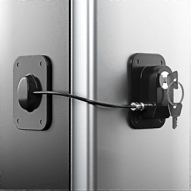 Refrigerator Lock, Fridge Lock with Silicone Wire Protection Fridge Locks for Kids Easy to Use and Install Fridge Locks with Key Surface-Friendly Free