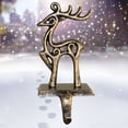 thumbnail image 2 of Soportes para colgar calcetines navide帽os vintage Mu帽eco de nieve Pap谩 Noel Copo de nieve Ciervo Ganchos para colgar de hierro Repisa de chimenea de Navidad Decoraciones para chimenea (Ciervo), 2 of 2