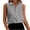 Gray, variant on Women Button Down Collared Sleeveless Tank Blouse Casual Slim Fit Tops for Work Party Vacation, Black L