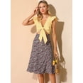 thumbnail image 3 of INSPIRE CHIC Blusa Top Corto De Verano Cuello V Manga Acampanada Lazo Acanalado Para Mujer Amarillo L, 3 of 6