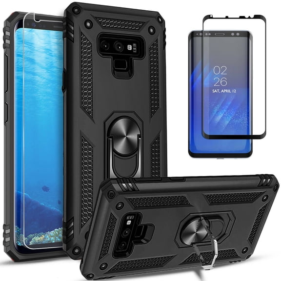 Samsung Galaxy Note 9 Case, [NOT FIT Note 8/Note 10 ] Case, With [Tempered Glass Screen Protector Included], STARSHOP Drop Protection Ring Kickstand Cover- Black