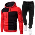 thumbnail image 4 of Pants For Sweatsuits Men Set, Fashion Men's Tracksuits 2 Piece Casual Athletic Outfits Lounge Sets Cropped Hoodie Sweatshirt and Sweatpants (L,Red), 4 of 4