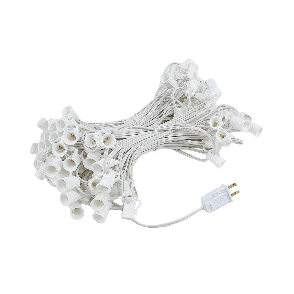 Novelty Lights 100 Feet Frosted White G40 Globe Outdoor Patio String Lights, White Wire