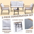 thumbnail image 3 of DWKWE Boho 4-Piece Rattan Woven Outdoor Bistro Sets with Wicker Sofa and Chairs, Beige/White, 3 of 4