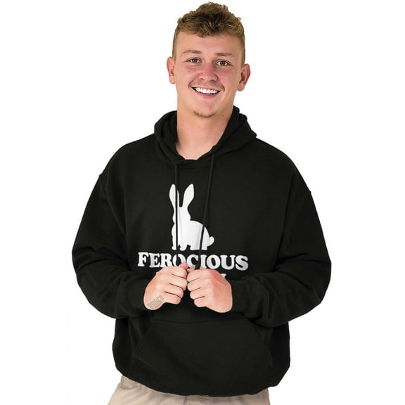 Ferocious Vegan Herbivore Bunny Unisex Plus Fleece Graphic Hoodie Brisco Brands 2X