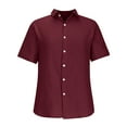 thumbnail image 4 of Kovlvoll Mens Short Sleeve Button down Shirts Cotton Linen Casual Plus Size Solid Color Casual Summer T-Shirt, 4 of 5