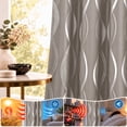 thumbnail image 4 of 100% Blackout Curtains Silver Waves Lines Grommet Thermal Insulated Curtains for Living Room Bedroom Patio Door,Gray,W37 x L84 inch (4 Panels), 4 of 8